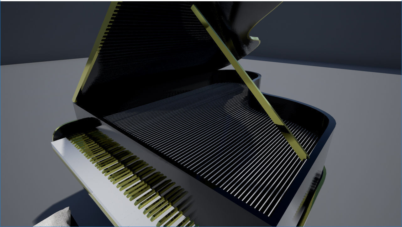 Piano with stool Low-poly 3D model_10