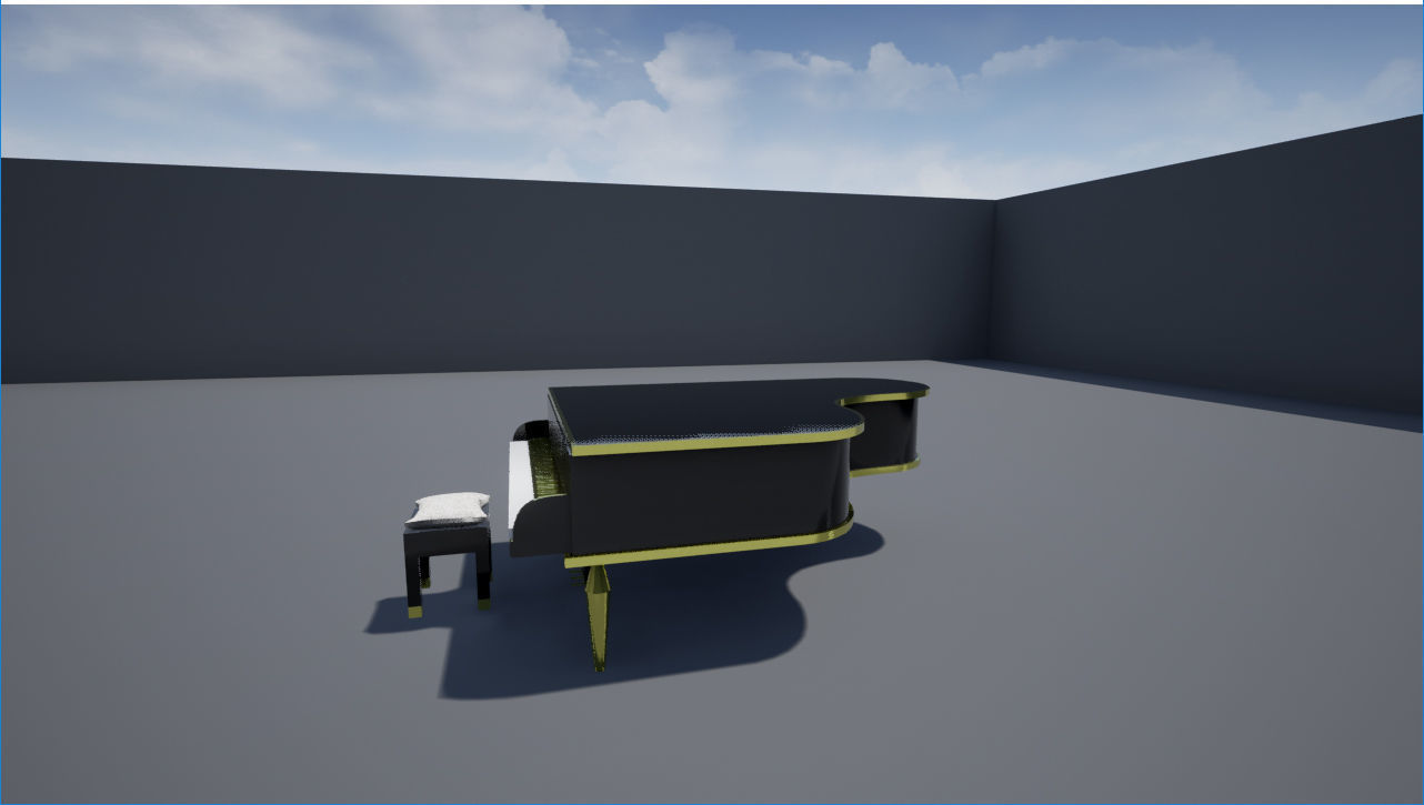 Piano with stool Low-poly 3D model_4