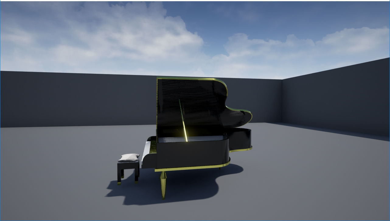 Piano with stool Low-poly 3D model_13