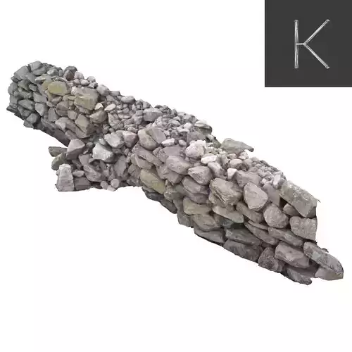 Stone Wall Low-poly 3D model