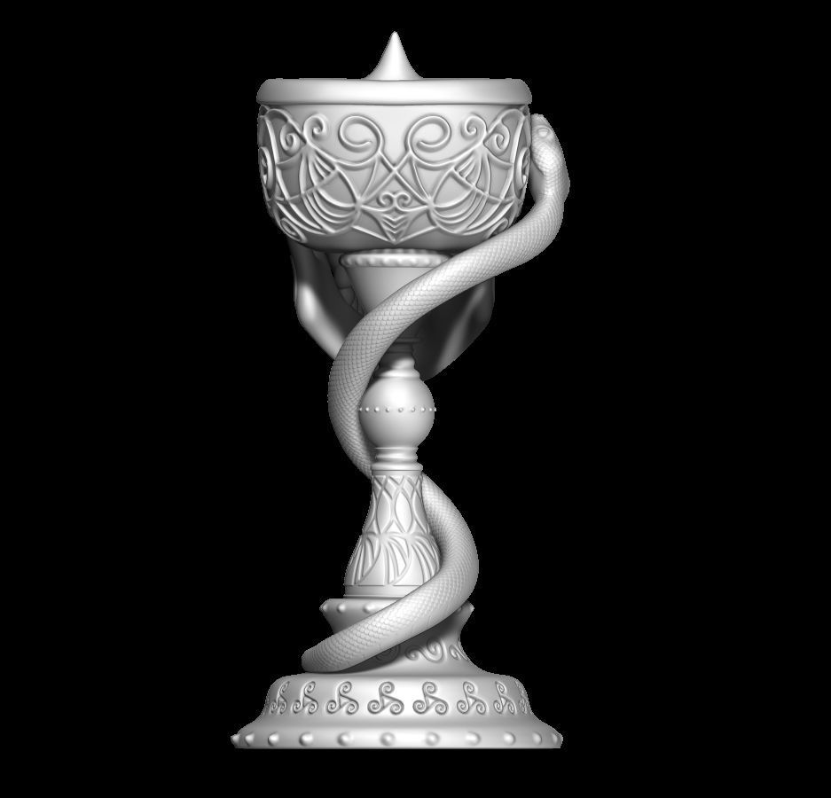 Scull goblet V2 with snake 3D print model_2