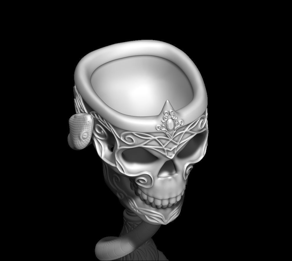 Scull goblet V2 with snake 3D print model_5