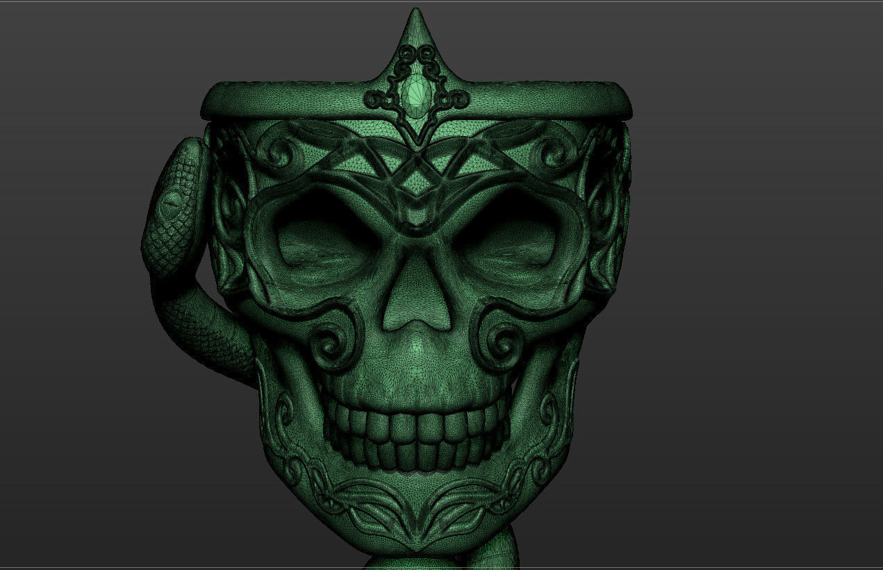 Scull goblet V2 with snake 3D print model_6