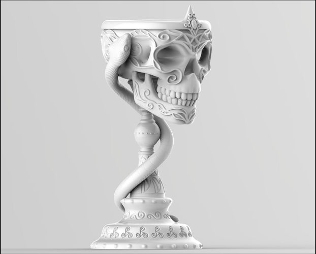 Scull goblet V2 with snake 3D print model