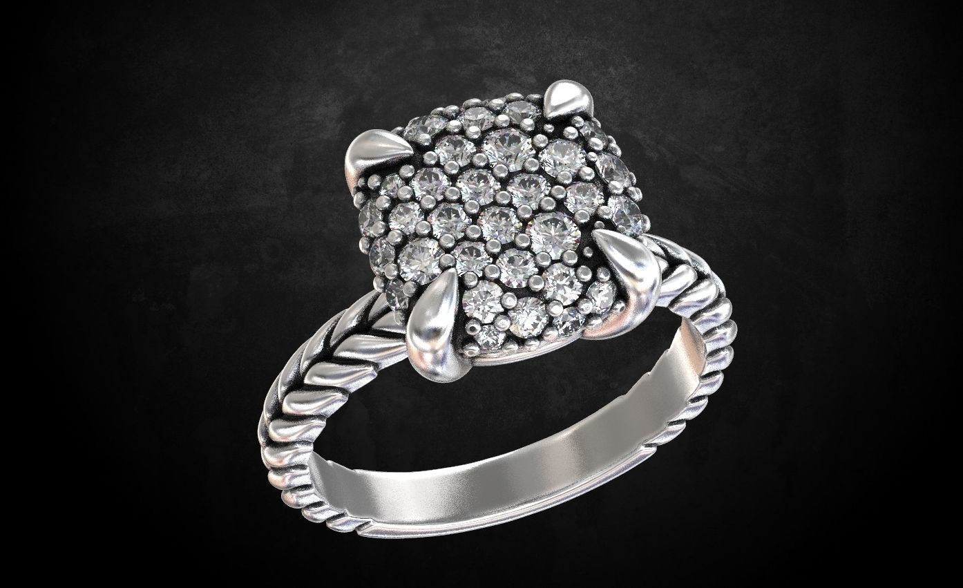 Womens ring with stones is stylish in many sizes 214 3D print model_7