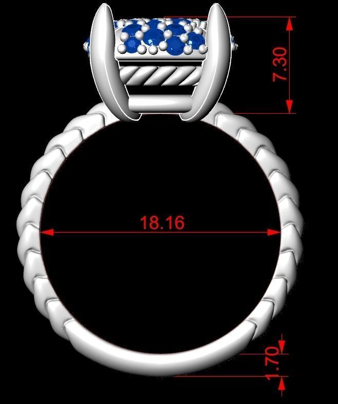 Womens ring with stones is stylish in many sizes 214 3D print model_16