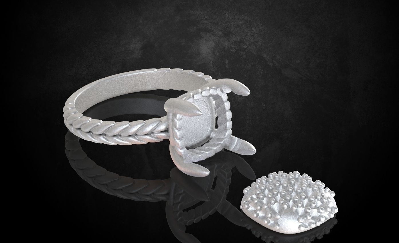 Womens ring with stones is stylish in many sizes 214 3D print model_10