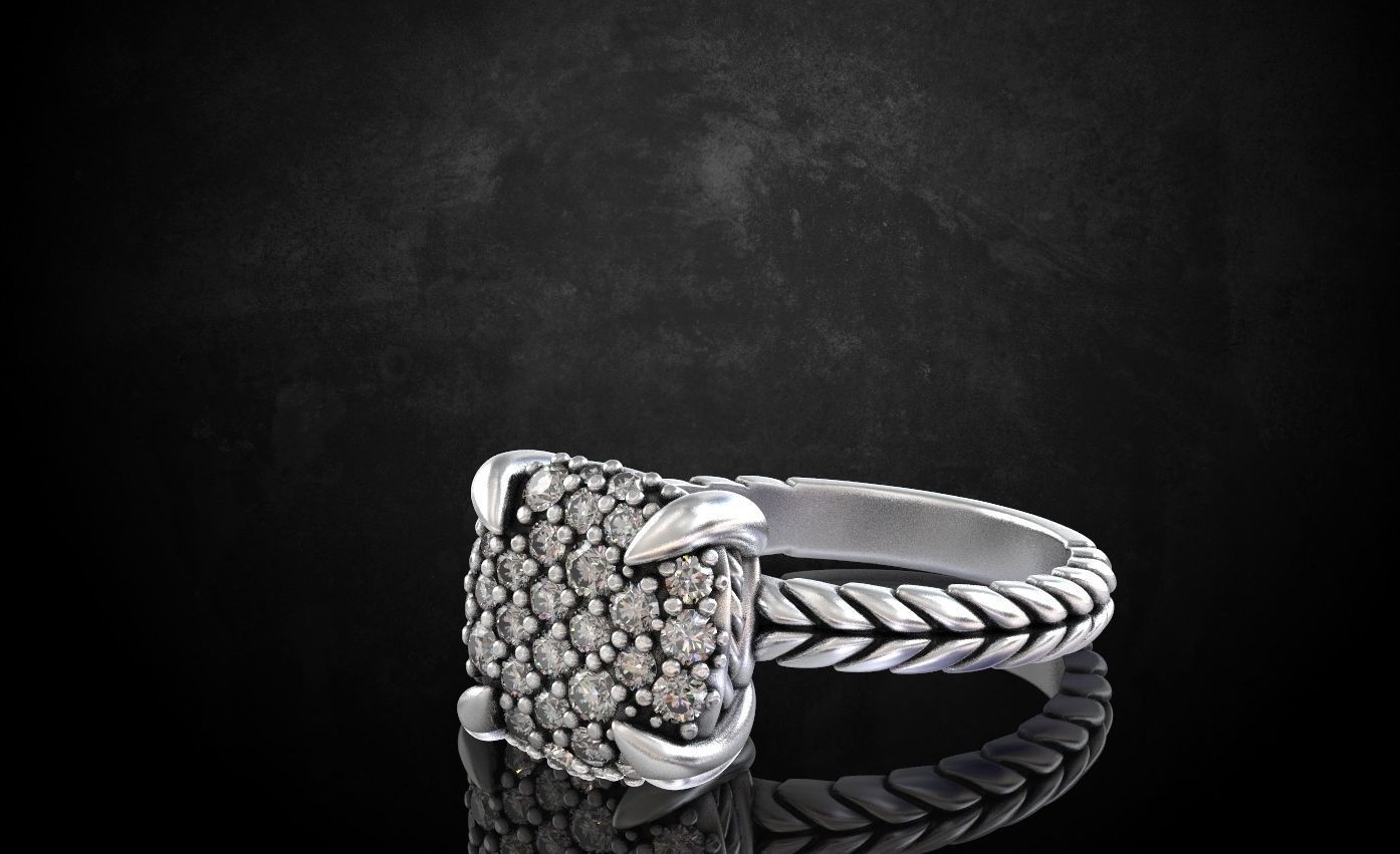 Womens ring with stones is stylish in many sizes 214 3D print model_5