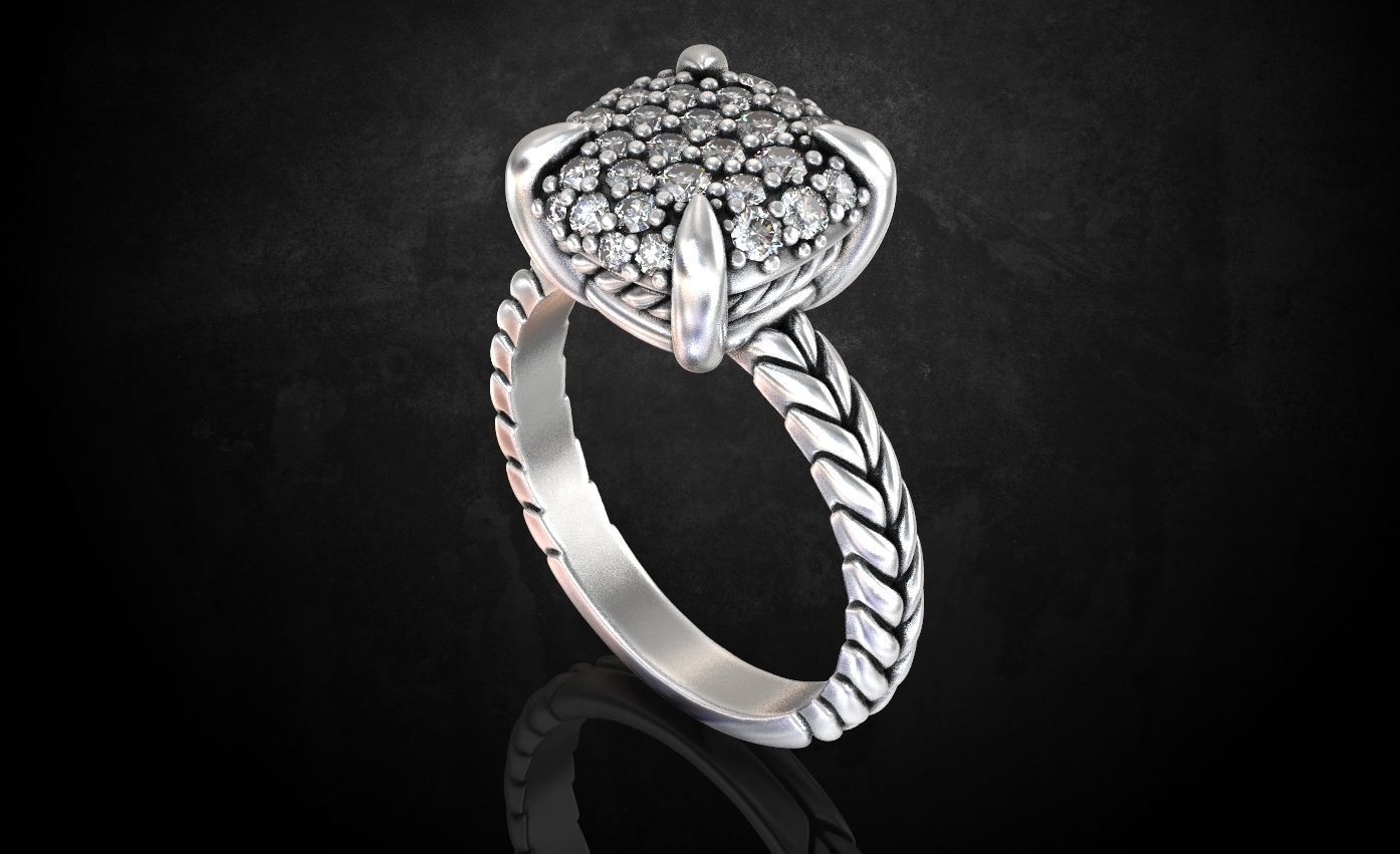 Womens ring with stones is stylish in many sizes 214 3D print model_1