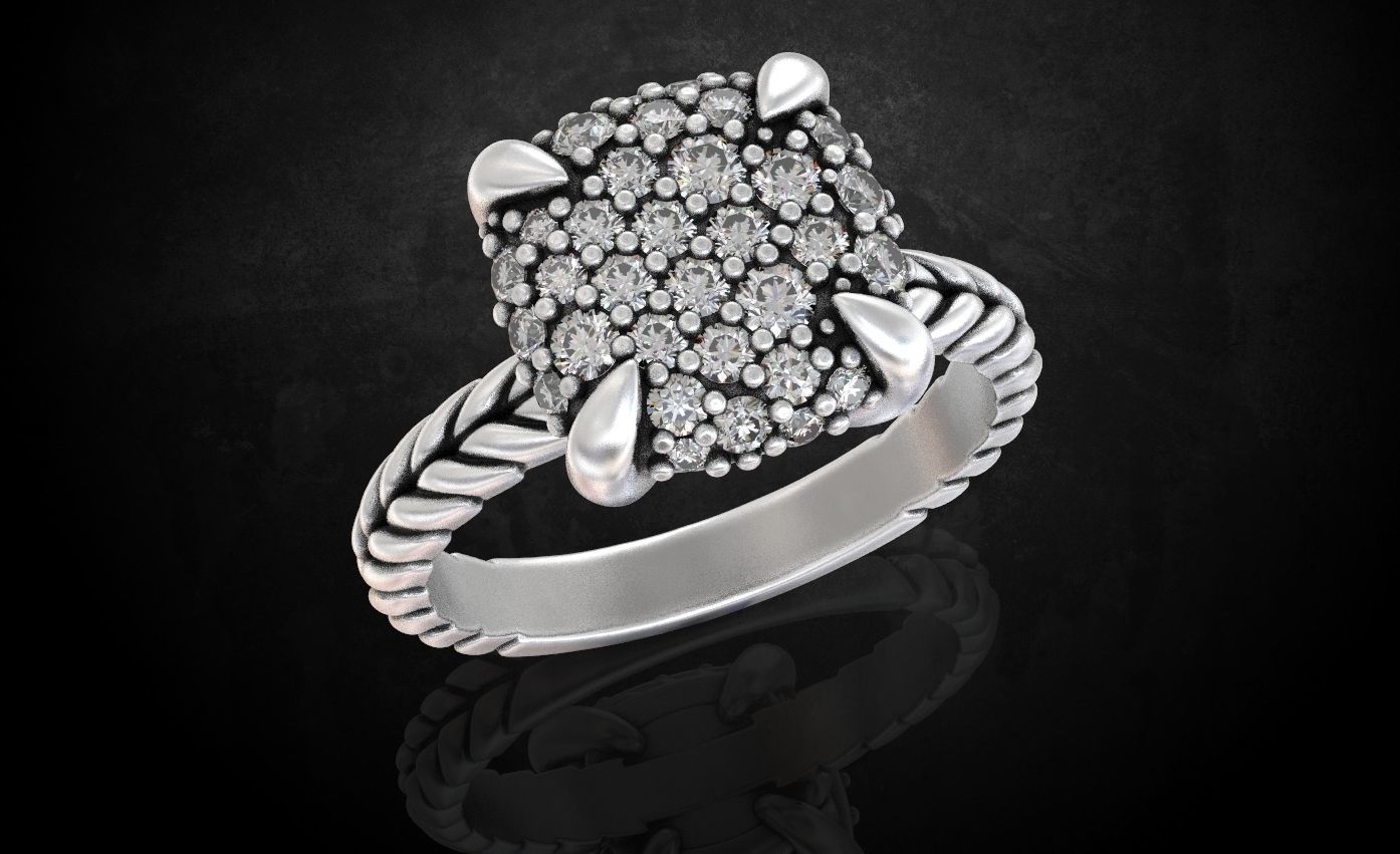 Womens ring with stones is stylish in many sizes 214 3D print model_4