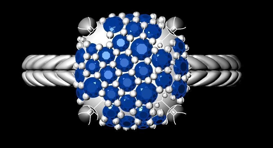 Womens ring with stones is stylish in many sizes 214 3D print model_14