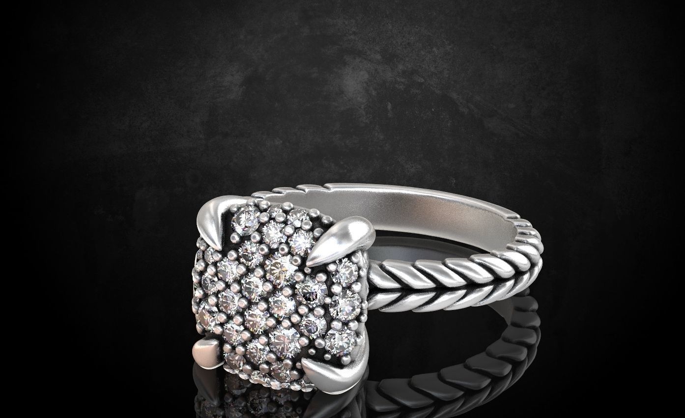 Womens ring with stones is stylish in many sizes 214 3D print model_2