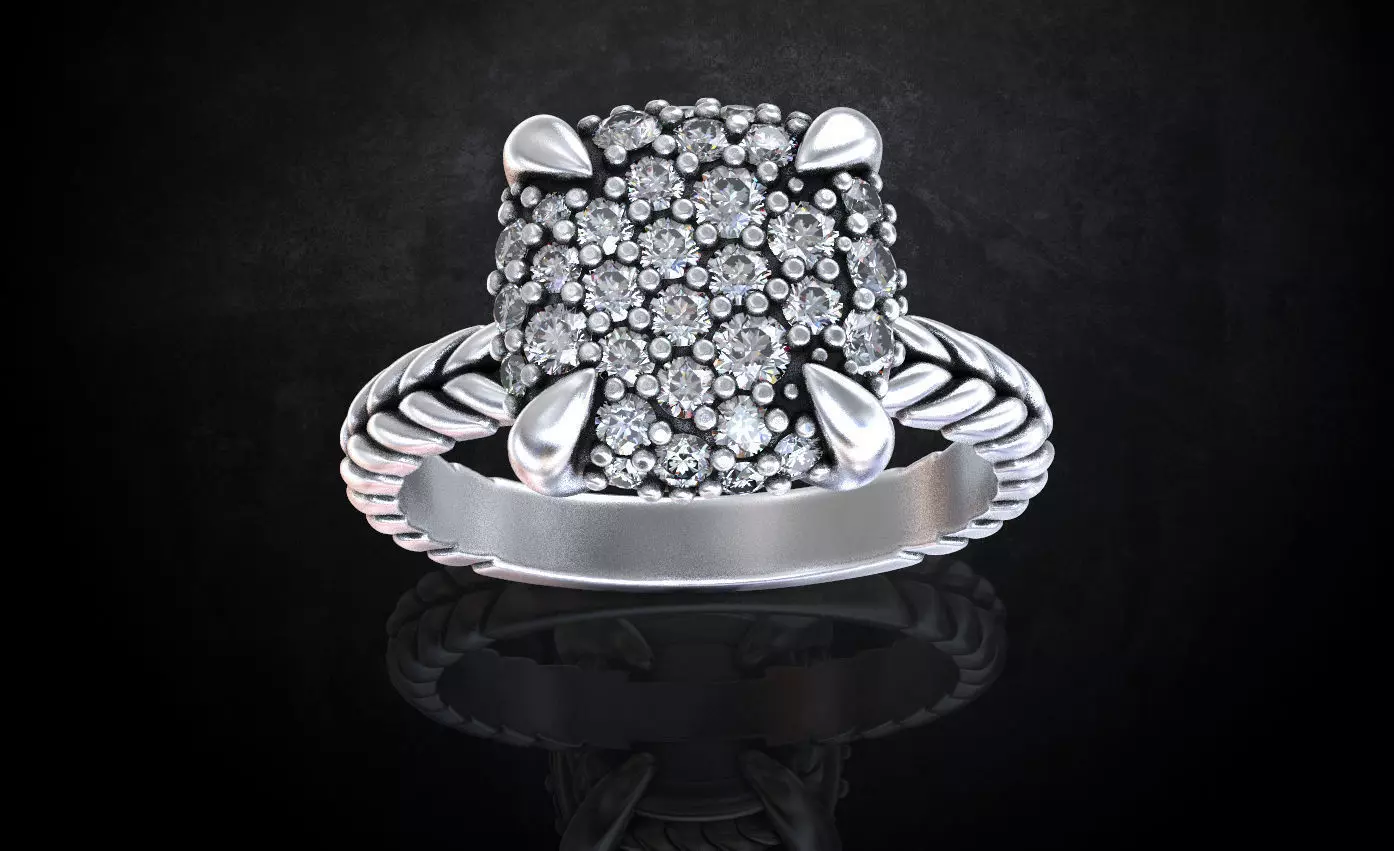 Womens ring with stones is stylish in many sizes 214 3D print model_0