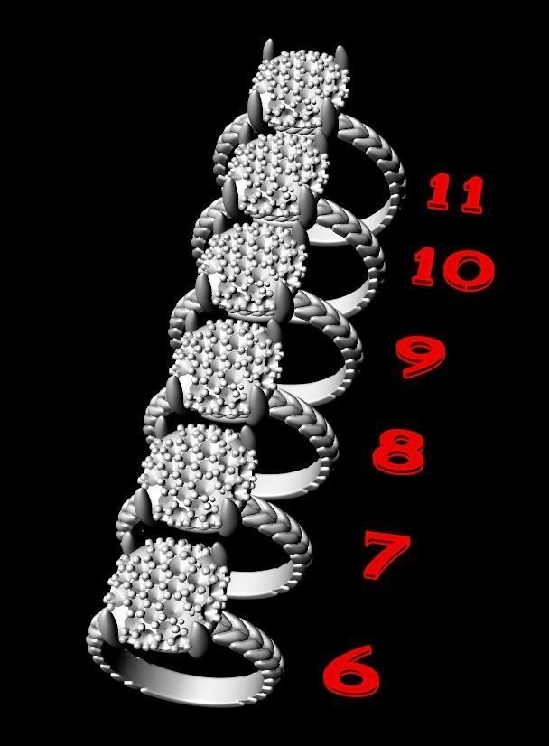 Womens ring with stones is stylish in many sizes 214 3D print model_13