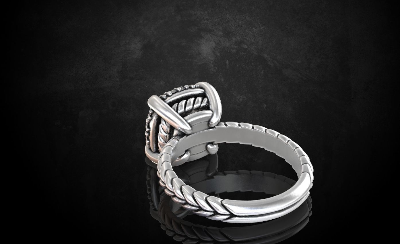 Womens ring with stones is stylish in many sizes 214 3D print model_6