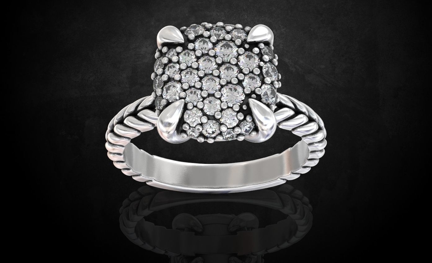 Womens ring with stones is stylish in many sizes 214 3D print model_9