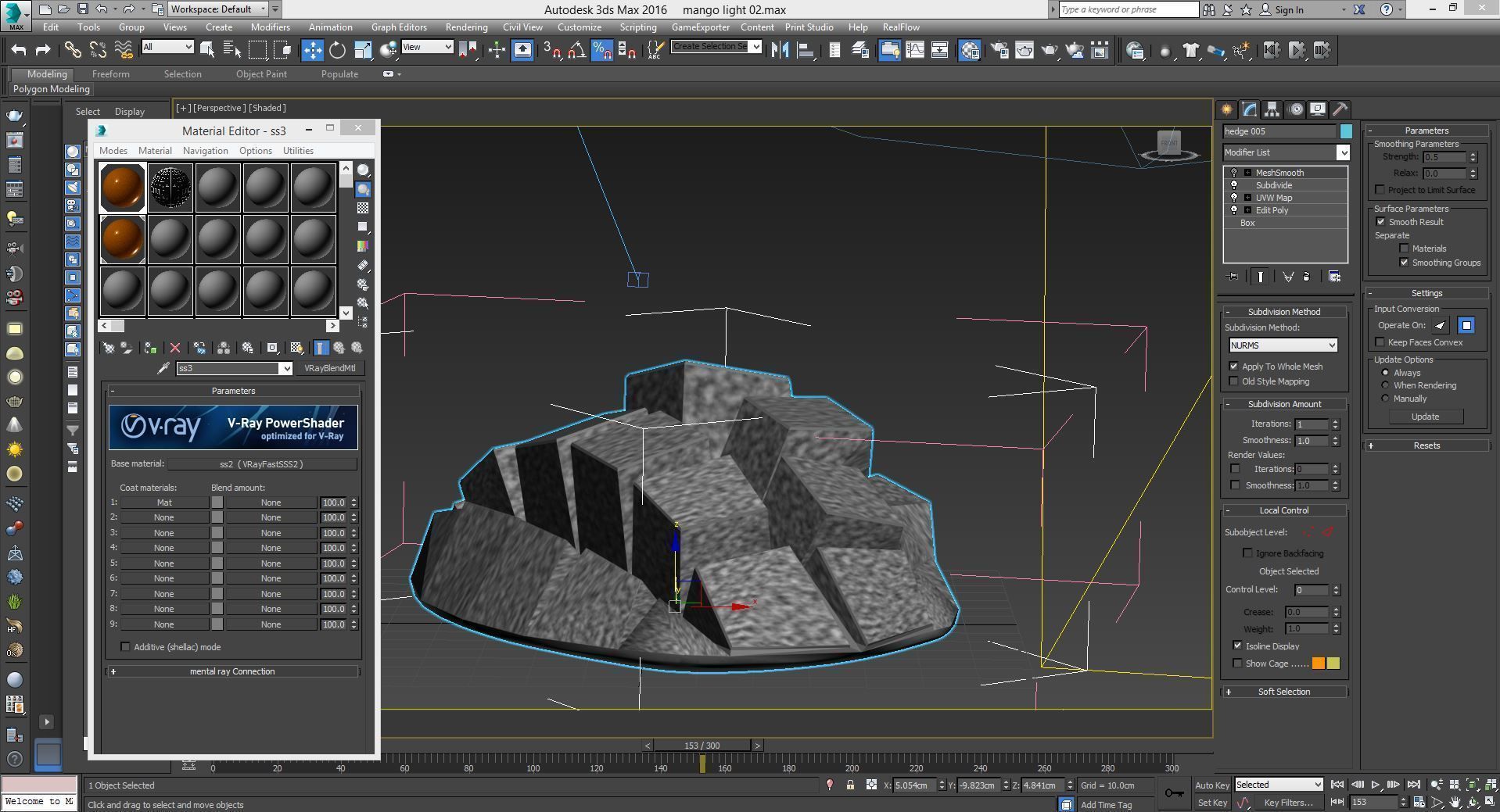 Mango slice Low-poly 3D model_6