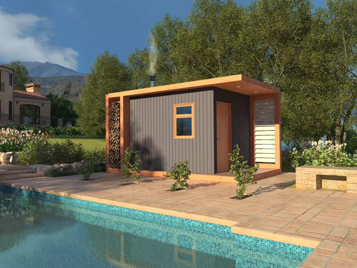 Bathhouse wooden shed 3D model_0