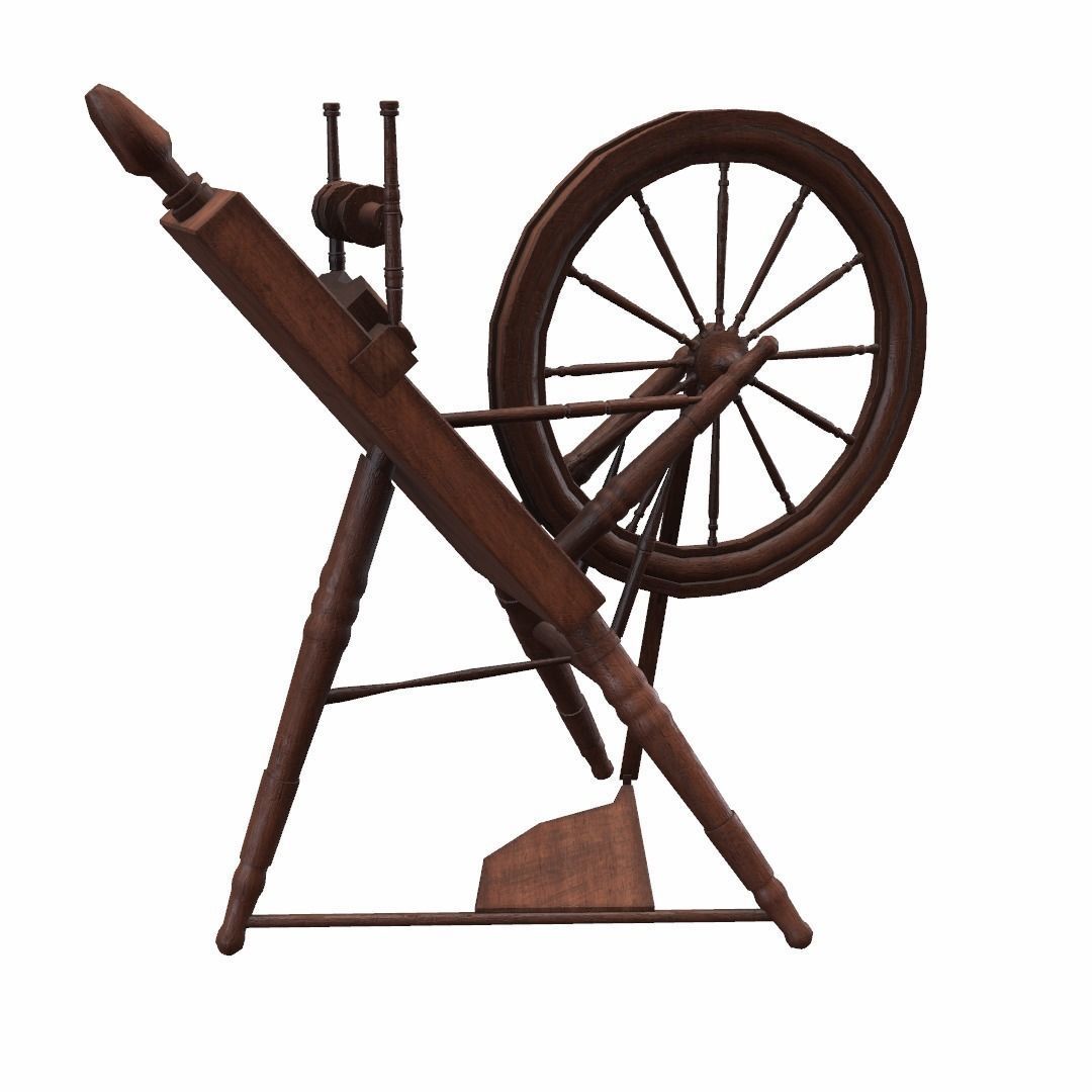 Low Poly PBR Spinning Wheel Low-poly 3D model_9