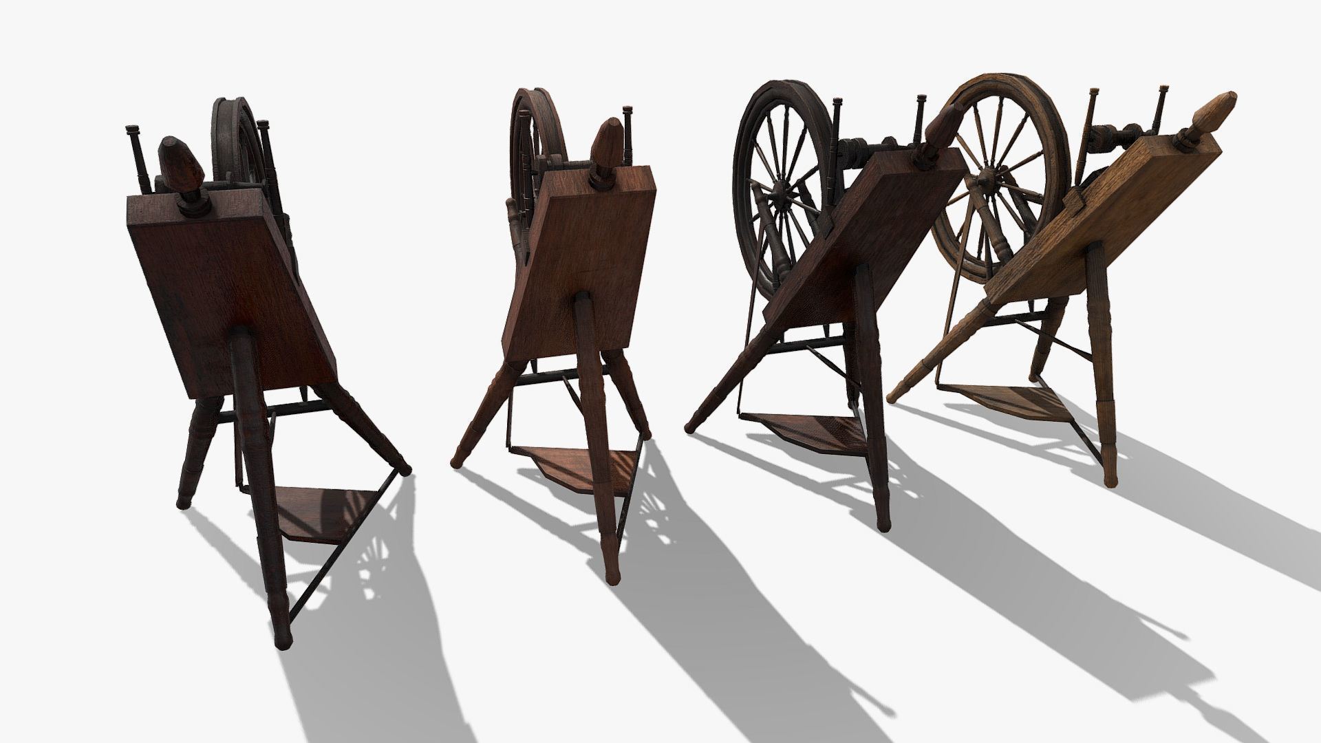Low Poly PBR Spinning Wheel Low-poly 3D model_1