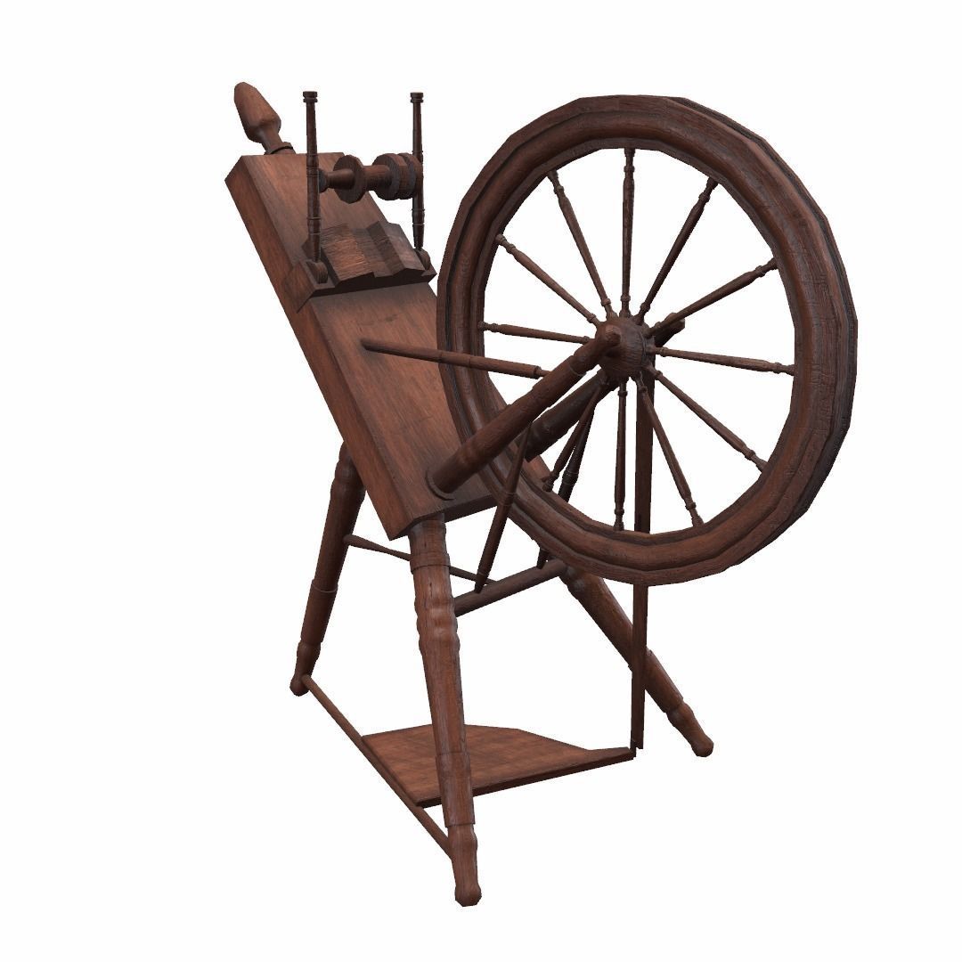Low Poly PBR Spinning Wheel Low-poly 3D model_7