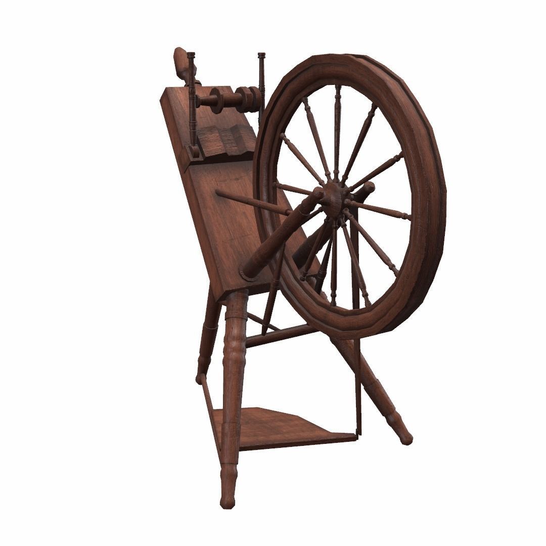 Low Poly PBR Spinning Wheel Low-poly 3D model_16