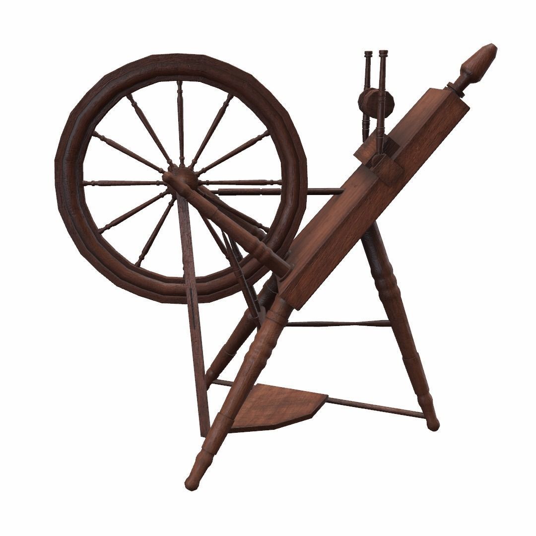 Low Poly PBR Spinning Wheel Low-poly 3D model_13