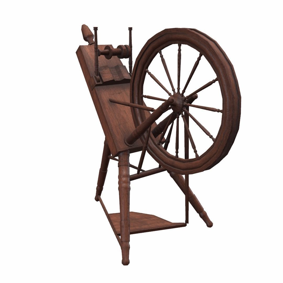 Low Poly PBR Spinning Wheel Low-poly 3D model_6
