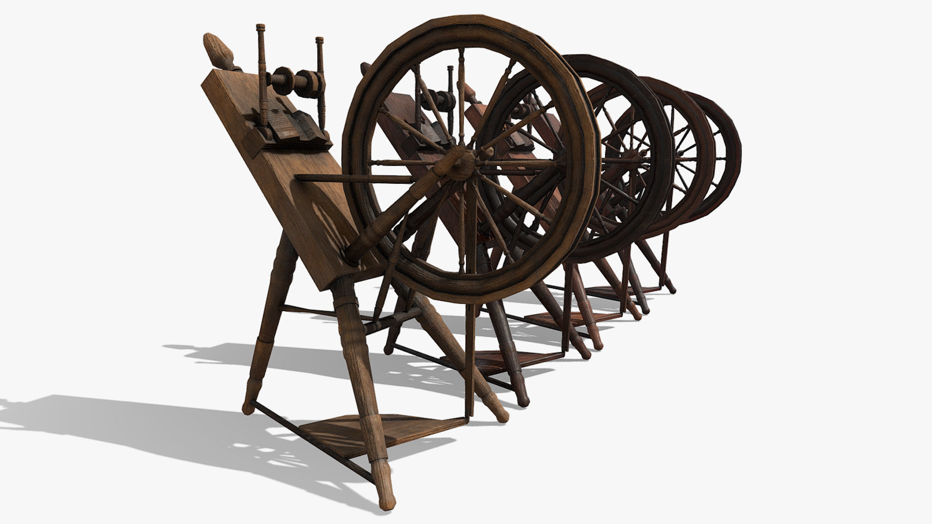 Low Poly PBR Spinning Wheel Low-poly 3D model_3