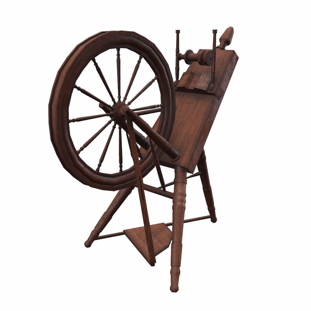 Low Poly PBR Spinning Wheel Low-poly 3D model_14