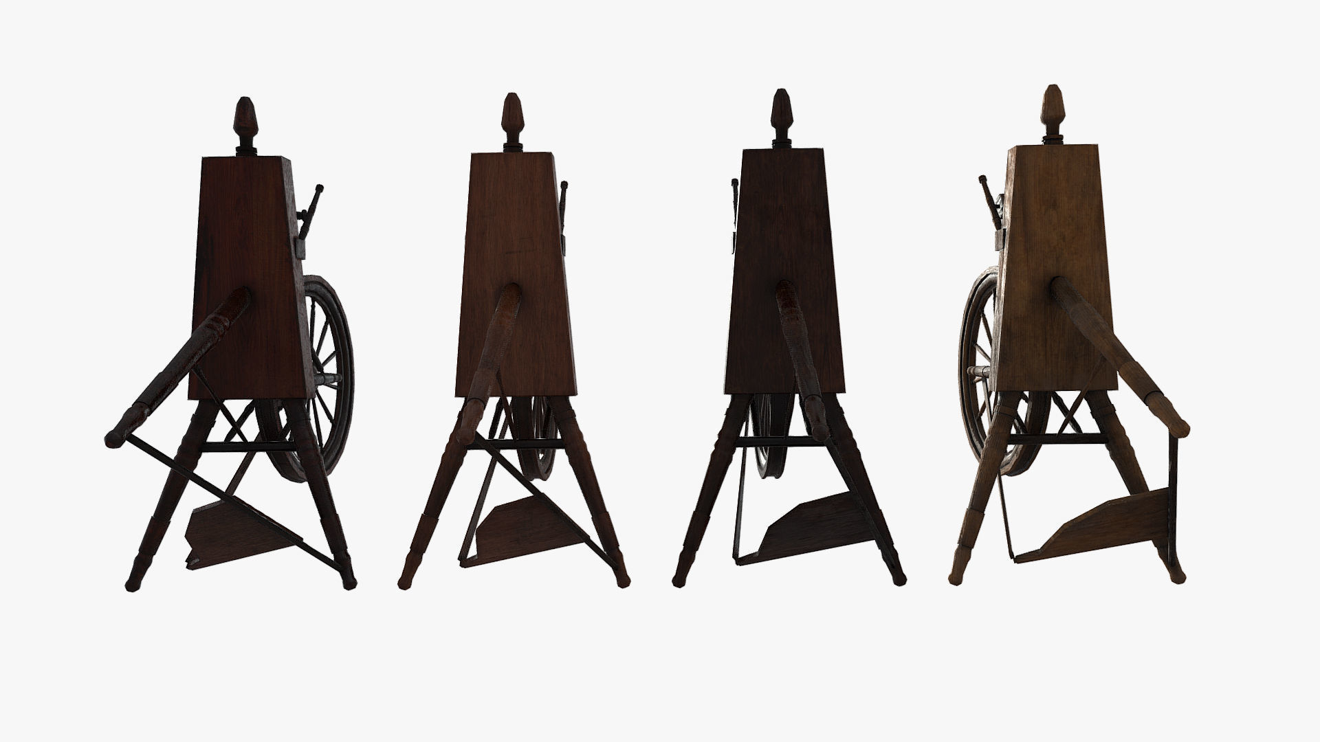 Low Poly PBR Spinning Wheel Low-poly 3D model_5