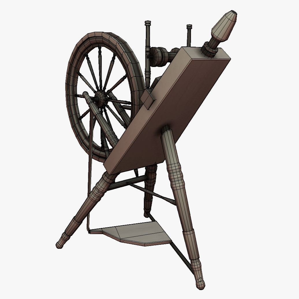 Low Poly PBR Spinning Wheel Low-poly 3D model_18