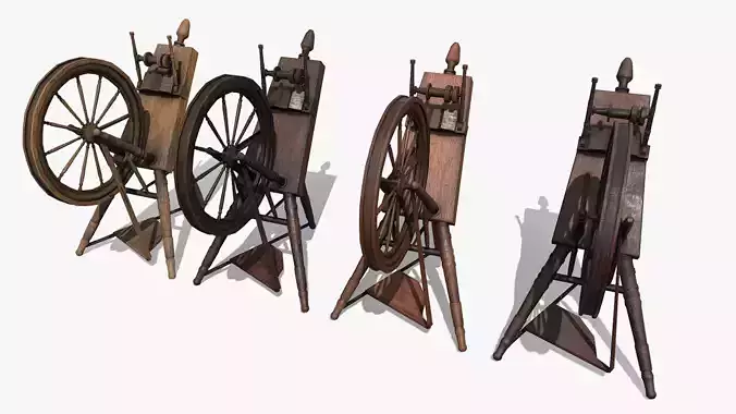 Low Poly PBR Spinning Wheel Low-poly 3D model