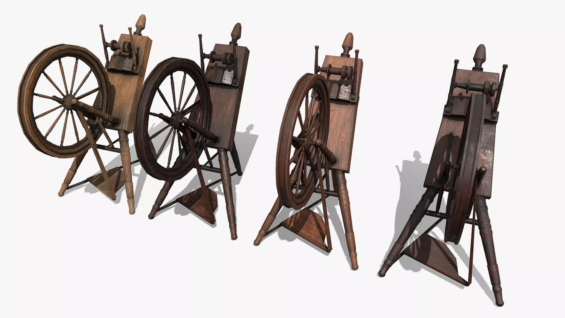 Low Poly PBR Spinning Wheel Low-poly 3D model_0
