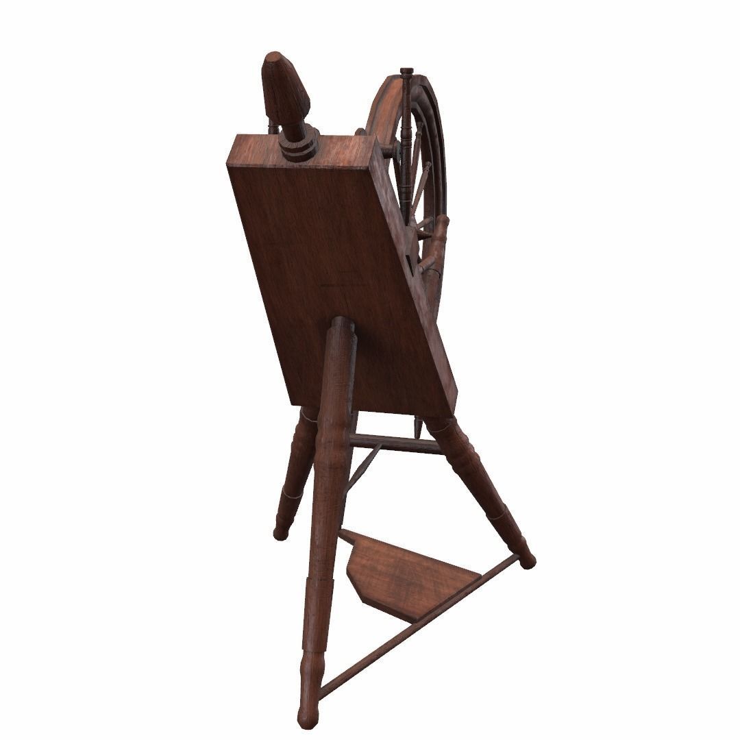 Low Poly PBR Spinning Wheel Low-poly 3D model_10