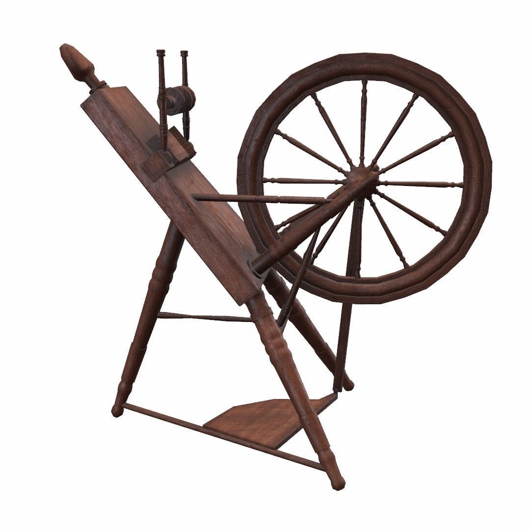 Low Poly PBR Spinning Wheel Low-poly 3D model_8