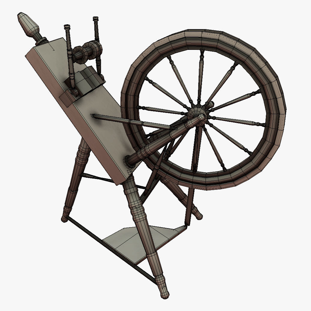 Low Poly PBR Spinning Wheel Low-poly 3D model_17