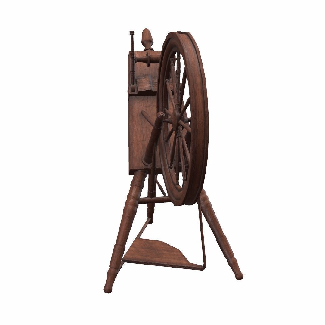 Low Poly PBR Spinning Wheel Low-poly 3D model_15