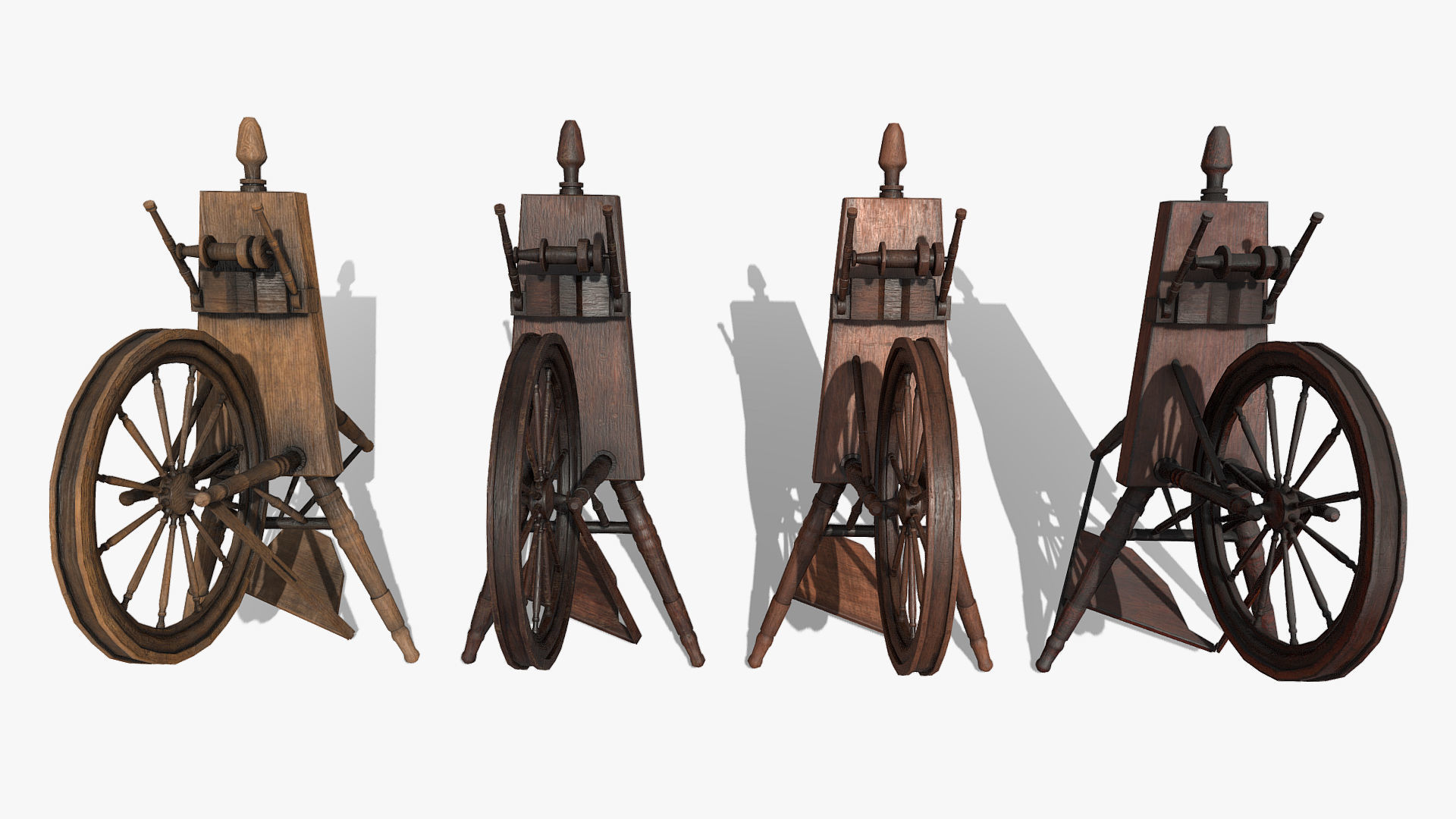 Low Poly PBR Spinning Wheel Low-poly 3D model_4