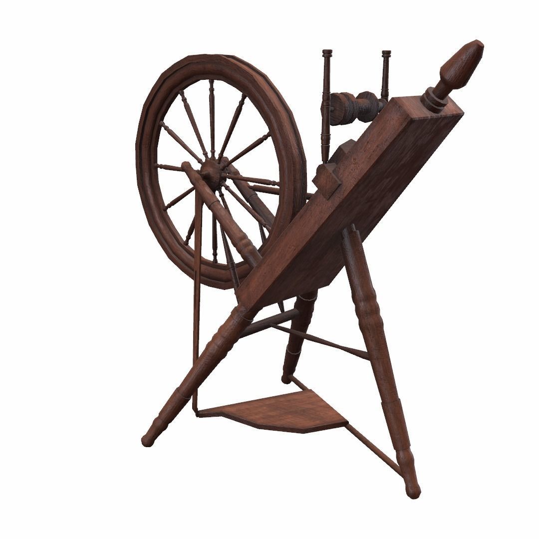 Low Poly PBR Spinning Wheel Low-poly 3D model_12