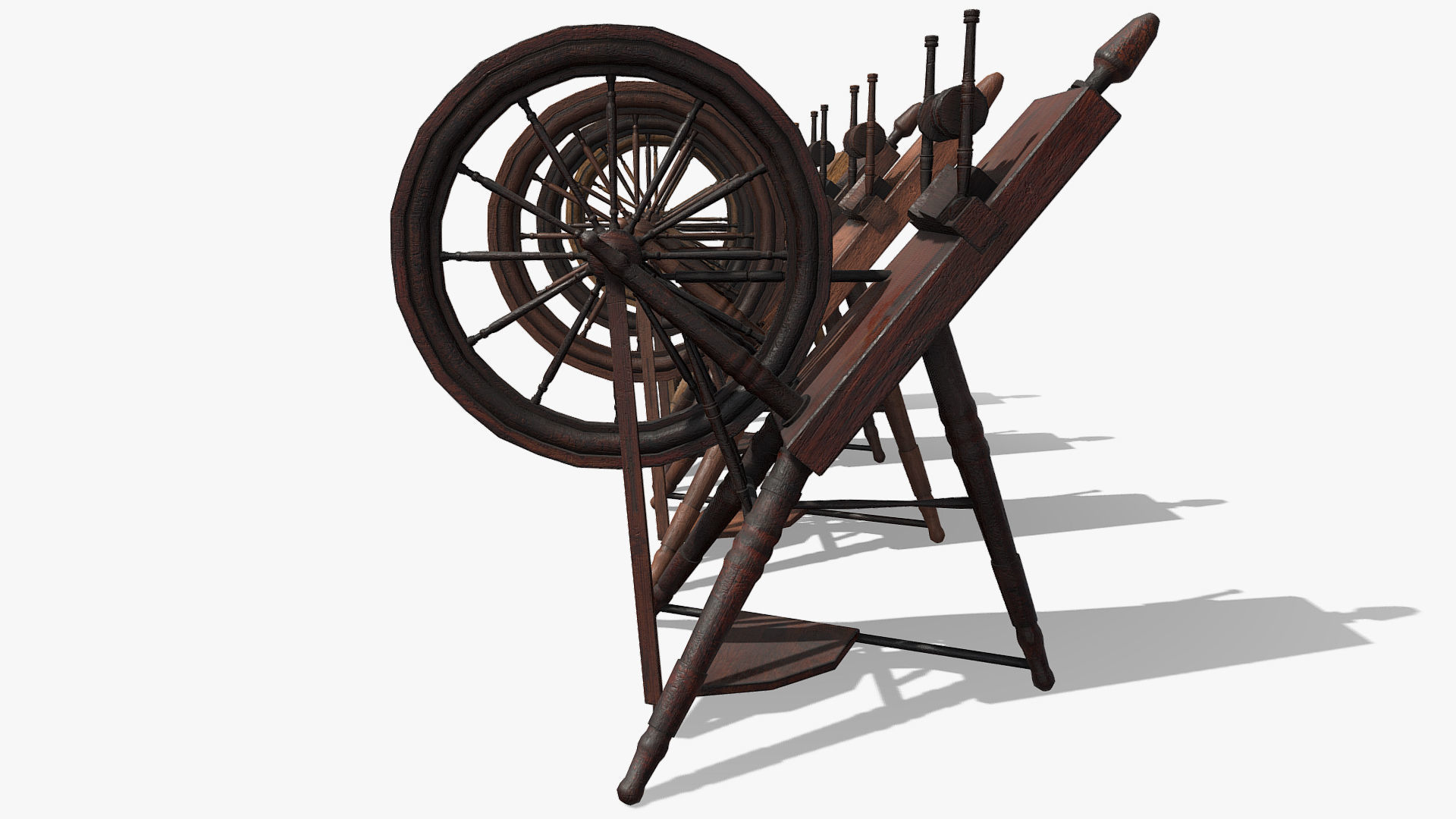 Low Poly PBR Spinning Wheel Low-poly 3D model_2