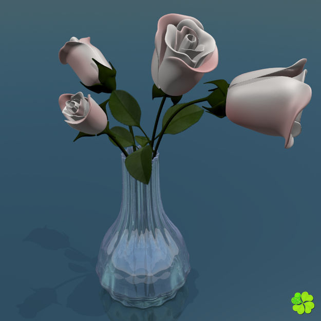 Rose multicolor rigged low poly Low-poly 3D model_23