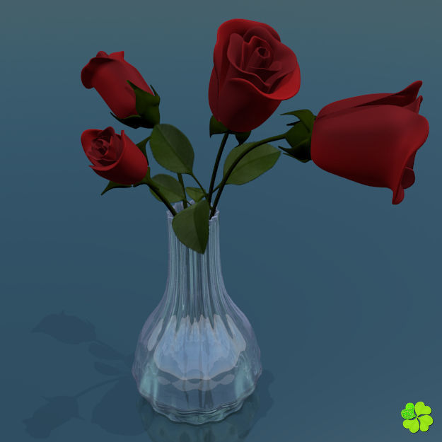Rose multicolor rigged low poly Low-poly 3D model_21