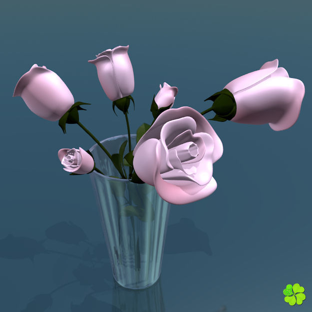 Rose multicolor rigged low poly Low-poly 3D model_32