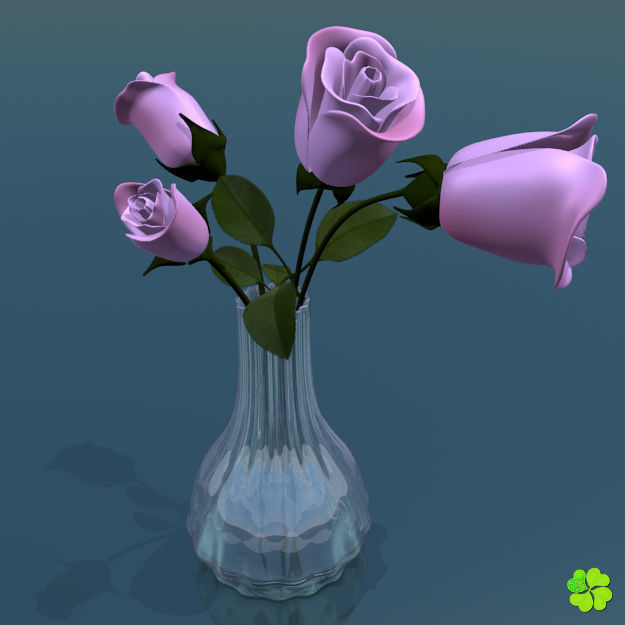 Rose multicolor rigged low poly Low-poly 3D model_25