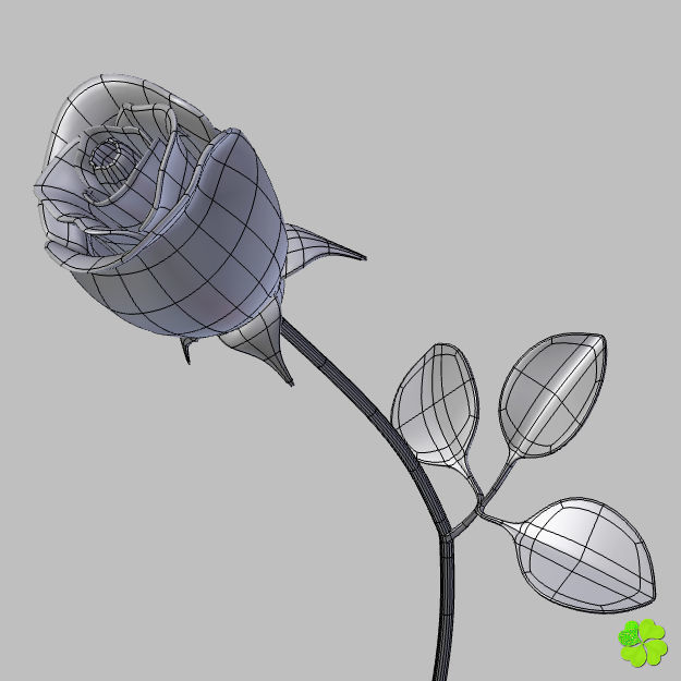 Rose multicolor rigged low poly Low-poly 3D model_46