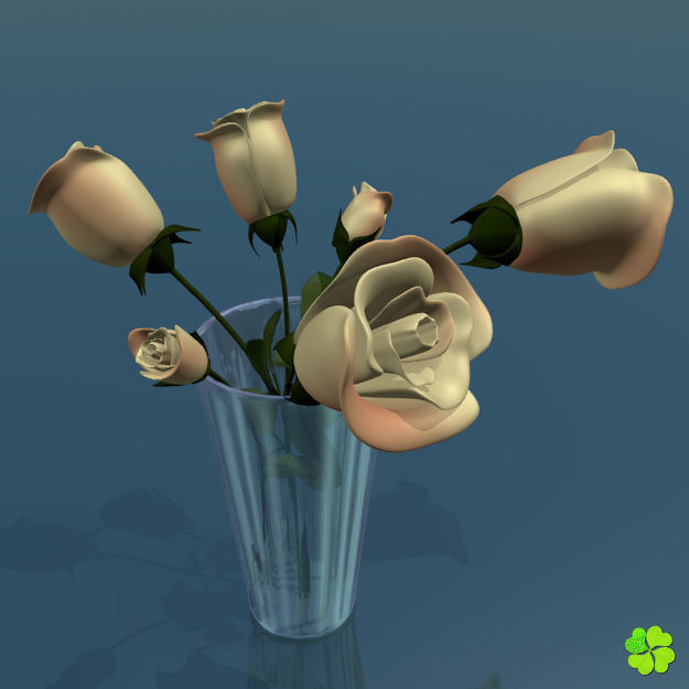Rose multicolor rigged low poly Low-poly 3D model_34