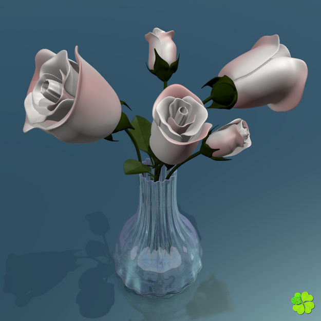 Rose multicolor rigged low poly Low-poly 3D model_4