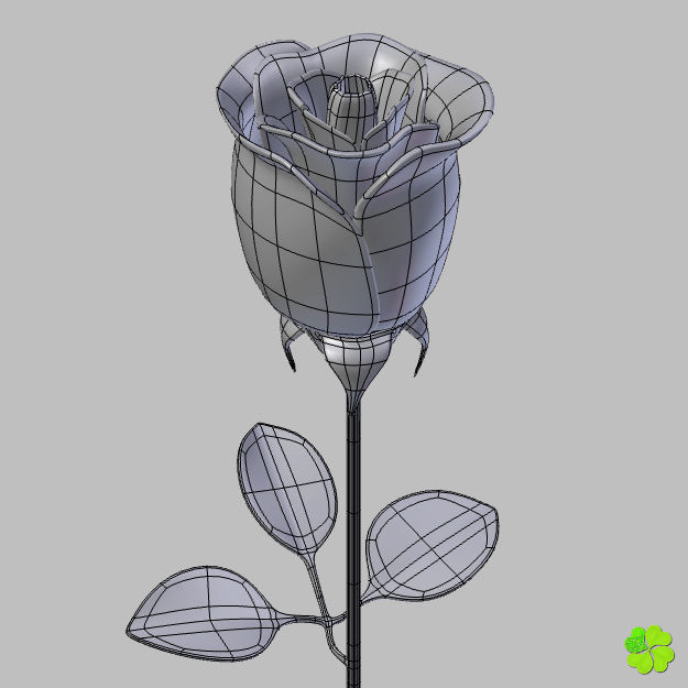 Rose multicolor rigged low poly Low-poly 3D model_54