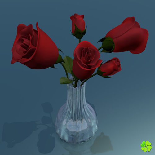 Rose multicolor rigged low poly Low-poly 3D model